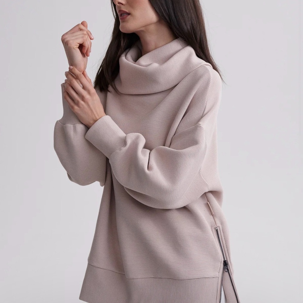 Varley Oversized Cowl Neck Sweater in Pale Blush